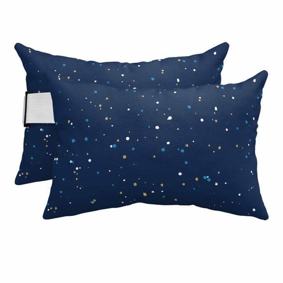 Starry Sky Outdoor Pillows for Chaise Lounge Chair Beach Headrest Pillow Set of 2 Waterproof Lumbar Pillows with Insert&Adjustable Strap Navy Blue Minimalist Modern Fantasy Pool Pillow 12"x20"