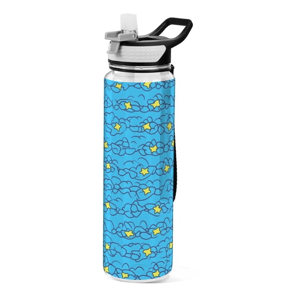 Starry Sky Pattern 1000ml Tritan Sport Bottle Straw LeakProof Food-Grade Portable Wide Handle