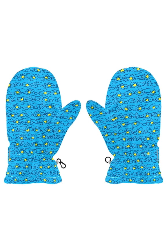Starry Sky Pattern Cold Weather Mittens Cozy Gloves with Adjustable Fit Perfect for Outdoor Fun