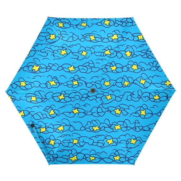 Starry Sky Pattern Folding Umbrella UV50+ Waterproof Sun Protection Auto Open Close Compact Fiberglass Frame
