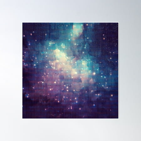 Starry Sky Pattern Pixel Art Poster Wall Art, Modern Wall Decor, 16x16 UNFRAMED