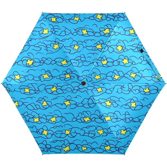 Starry Sky Pattern Umbrellas for Sun Auto Open Close UV50+ Waterproof 5-Fold Compact Fiberglass Frame