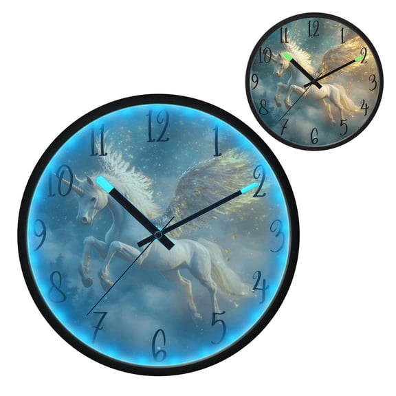 Starry Sky Pegasus Luminous Wall Clock with Sound-Activated LED 12-Inch Silent Acrylic Timepiece for Bedroom Livingroom or Office