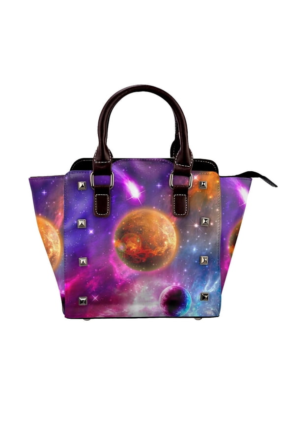 Starry Sky Planet Rivet Fashion One-Shoulder Women's Handbag Tote Bag