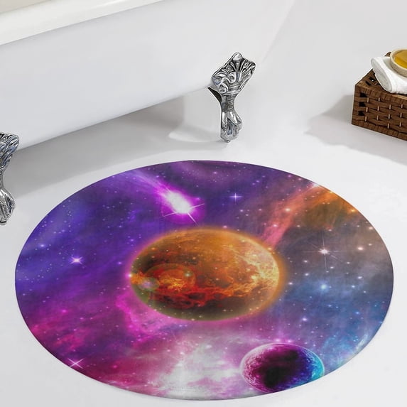 Starry Sky Planet Round Carpet Circle Rug Outdoor Patio Area Rug Washable Large Area Rugs Hallway Room Decor Fitness Mats