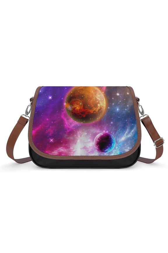 Starry Sky Planet Vintage Crossbody Bag for Women Medium Leather Hobo Bags Shoulder Bag Classic City Leather Satchels