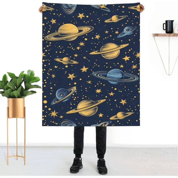 Starry Sky Print Flannel Blanket 40"x50", Cozy and Soft Throw Blanket for Space Lovers, Perfect for Couch, Bed, or Travel, Ideal for Kids, Teens, and Adults, Unique Night Sky-Themed Gift