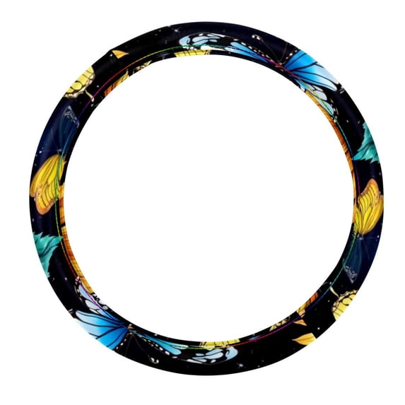 Starry Sky Printed 14.5 Inch PVC Leather Steering Wheel Cover - Auto Accessories for Car Wheel Covers