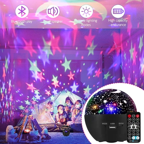 Starry Sky Projection Light with Bluetooth Speaker, Rotating Romantic Starlight Projector for Ceiling Wall, 360 Degree Night Light for Bedroom Kids Room