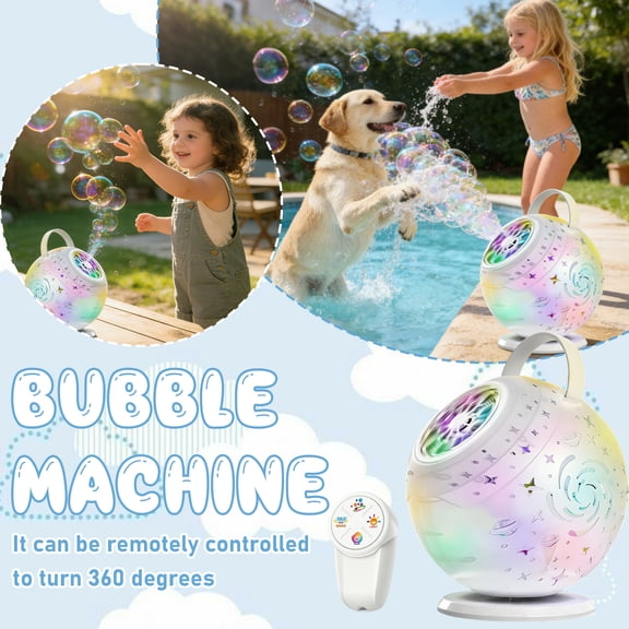 Starry Sky Projector Bubble Machine, 2-in-1 Bubble and Light Projection Device with 120ml Concentrated Bubble Solution, USB Rechargeable, Perfect for Outdoor and Indoor Fun