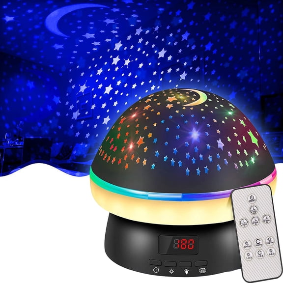 Starry Sky Rotating Star Projector Night Light,Projector Light Dimmable LED Bedside Lamp,Glow in The Dark Stars Moon,Kids Room Decor - Black