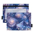 thumbnail image 1 of Starry Sky Shells 2 Pack Pencil Pouch for 3 Ring Binder Smooth Zipper Folders with Pockets Clear Window Pencil Case, 1 of 6