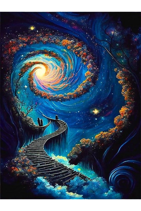Starry Sky Spiral Galaxy Stairway 5D Diamond Painting DIY Full Drill Art Kit for Home Wall Decor