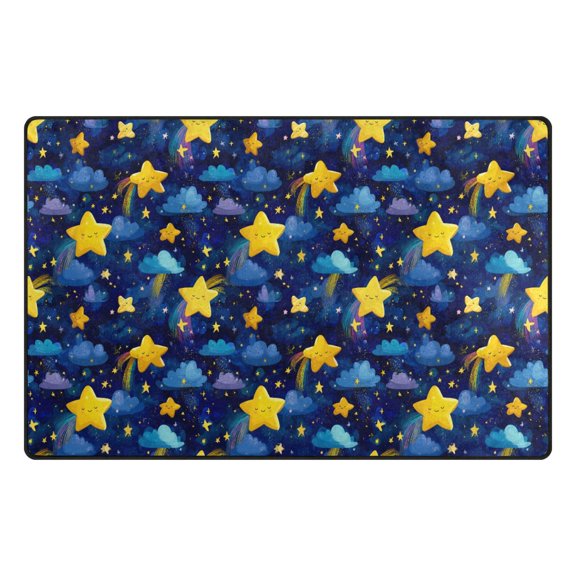 Starry Sky Star Pattern Memory Foam Area Rug 31"x20" Non Slip, Absorbent, Fade Proof for Living Room, Bedroom, Office