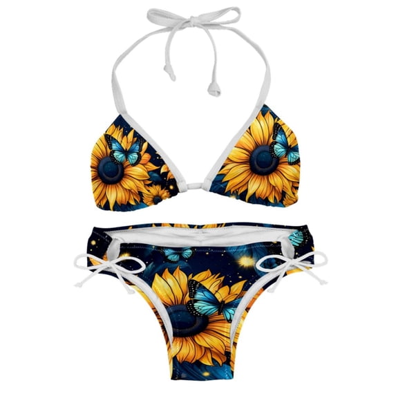 Starry Sky Sunflower Butterfly Detachable Sponge Adjustable Strap Bikini Set 2-Pack for Various Scenes