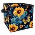 thumbnail image 1 of Starry Sky Sunflower Butterfly Foldable Storage Basket with Handle, 10.8"x10.5"x10.6" Large Capacity Cube Organizer Storage Containers, 1 of 6