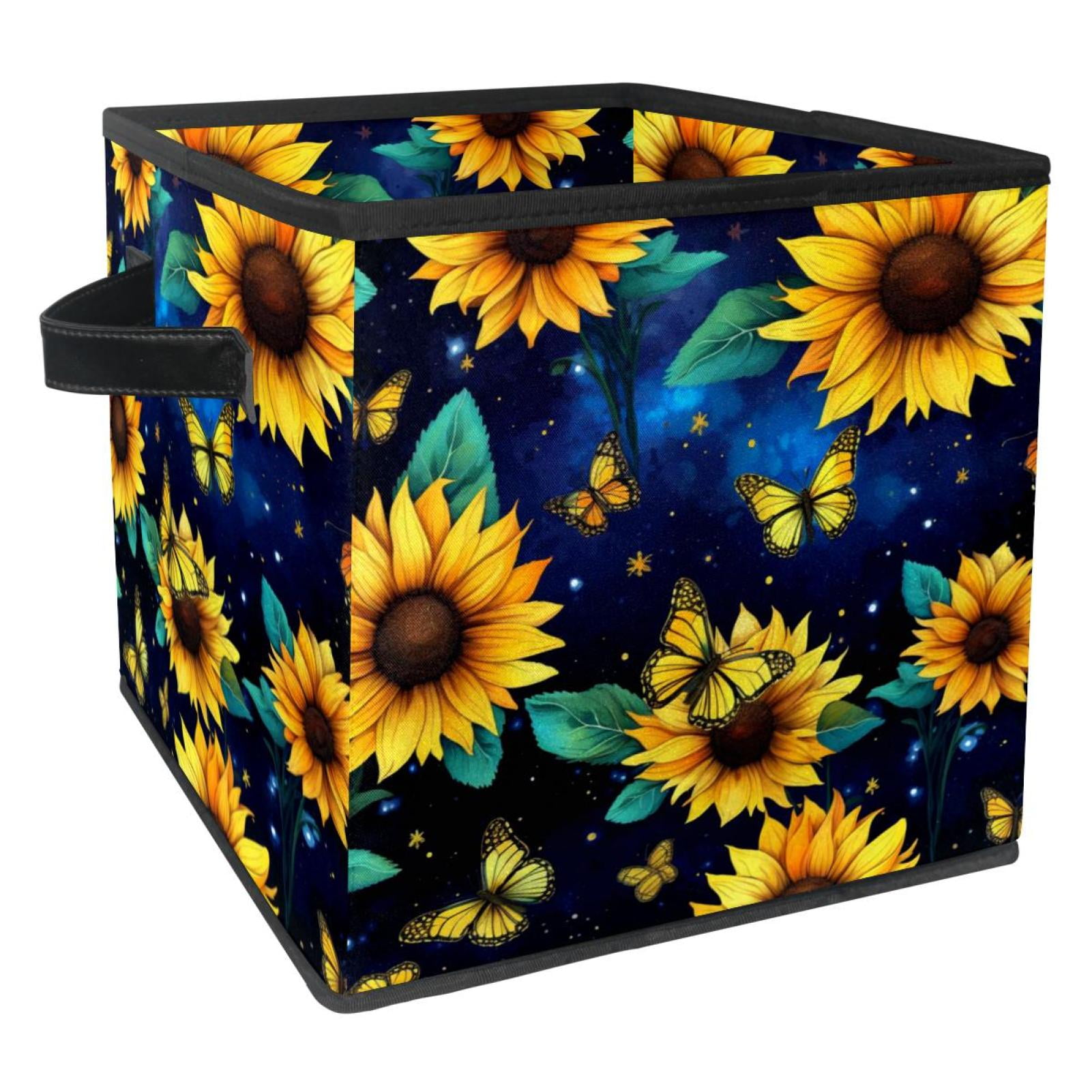 Starry Sky Sunflower Butterfly Foldable Toy Box Cube Organizer with