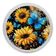 thumbnail image 1 of Starry Sky Sunflower Butterfly Glow in The Dark Crystal Glass Cabinet Knobs 4 Pcs Drawer Handles for Kitchen Cabinets Dresser Cupboard Wardrobe, 1 of 7
