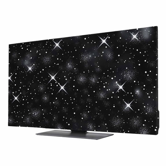 Starry Sky TV Cover for 24 Inch Screen,Stretch Fabric Dustproof TV Display Protector,Modern Black Abstract Dots Stars Aesthetic Elastic Slipcover Monitor Cover for Indoor Desktop Computer 20.9"x11.8"