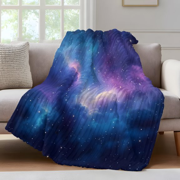 Starry Sky Throw Blanket for Couch Color Night Sky Nature Scenery Modernism Soft and Warm Flannel 3D Striped Fluffy Fuzzy Fleece Blanket Lightweight Throw for Bed, Sofa 30 x 40 Inches