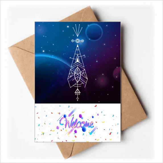 Starry Sky Totem Geometry Alien Welcome Back Greeting Cards Envelopes Blank