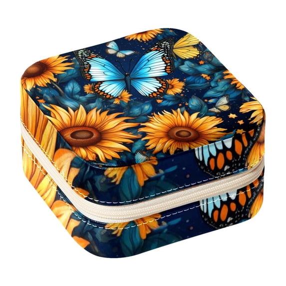 Starry Sky Travel Portable Square Display Case Decorative Box Jewelry Stand Earring Holder for Girls and Women: Stores Rings, Earrings, Necklaces, Bracelets, and More