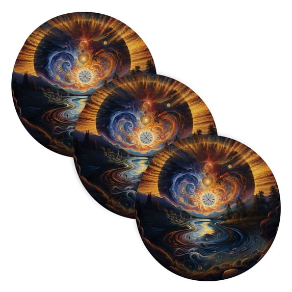 Starry Sky Trivet Mats Woven Pot Holders 3Pcs Non-Slip Heat Resistant for Hot Pots Pans Pats