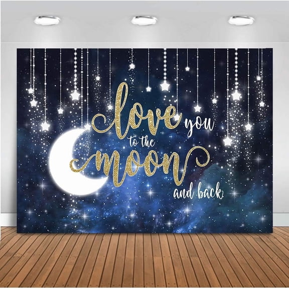 Starry Sky Twinkle Star Baby Shower Backdrop Love You to The Moon and Back Photography Background Birthday Party Decorations Banner Supplies Photo Booth Props