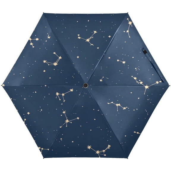 Starry Sky Umbrellas for Sun Auto Open Close UV50+ Waterproof 5-Fold Compact Fiberglass Frame