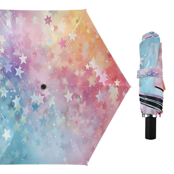 Starry Sky and Star Compact Sun Umbrella Windproof Travel Umbrellas for Rain Strong Portable UV Protection