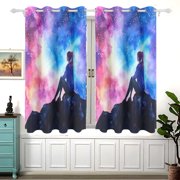 Starry Sky with Dreamy Colors Blackout Curtains for Living Room Bedroom 55W x 54L Insulated Window Drapes 2 Panels