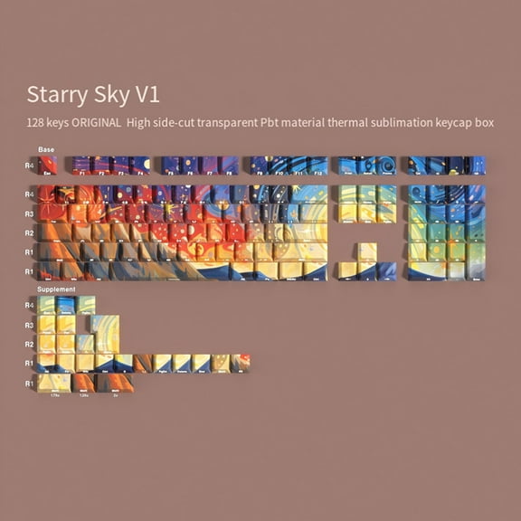 Starry Skys Cherry Keycaps PBT Material Side Letter Dye-Sub Keys Caps for Mechanical Keyboard ISO ANSI Layout A,1set * Keycaps,Starry Sky V1