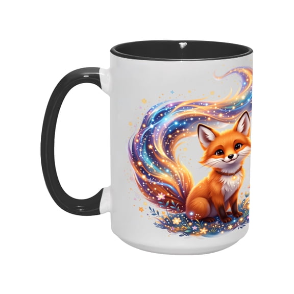 Starry-Tailed Fox 15-Ounce Ceramic Mug - Whimsical Fantasy Design for Coffee & Tea Lovers