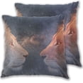 thumbnail image 1 of Starry Two Lions Confront Throw Pillow Covers Pillowcases 16 x 16 Inch Home Decor 2 Packs for Bedroom Sofa, 1 of 6