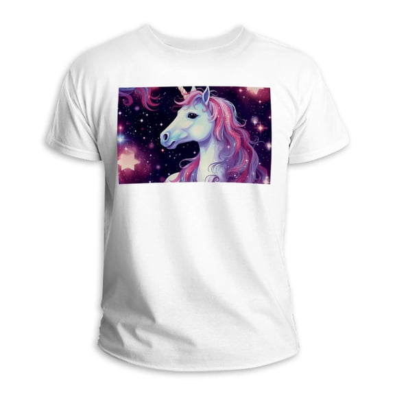 Starry Unicorn 100% Cotton White T-Shirt - Classic Fit Men's Casual Tee - Breathable Lightweight Fabric - Summer Essential Wardrobe Staple