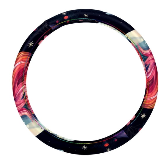 Starry Unicorn 14.5 Inch Printing PVC Leather Auto Accessories Car Wheel Covers, Steering Wheel Covers, Steering Wheel Cover