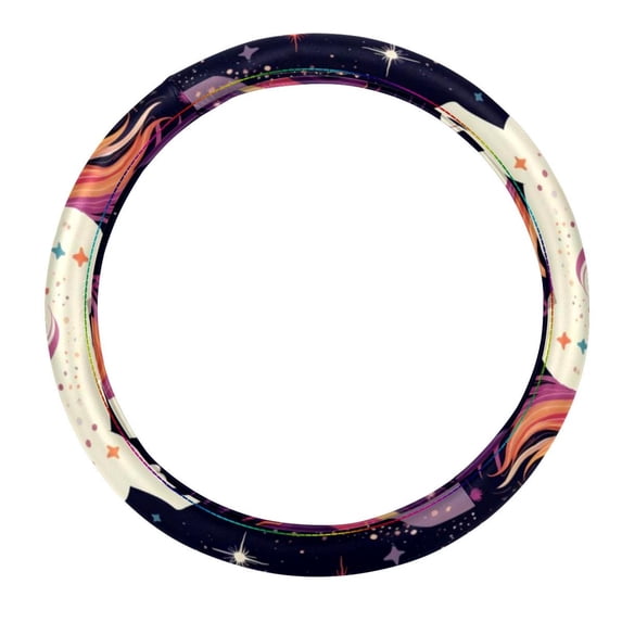 Starry Unicorn 14.5 Inch Printing PVC Leather Car Wheel Covers Steering Wheel Cover Auto Accessories