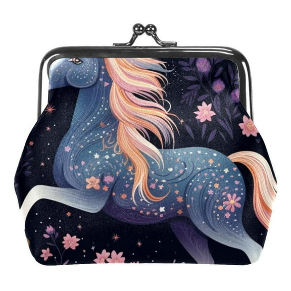 Starry Unicorn Coin Purse Kiss Lock Change Purse Vintage Trinkets Pouch