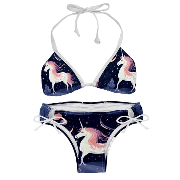 Starry Unicorn Detachable Sponge Adjustable Strap Bikini Set - Two-Pack for Beach and Pool Swimwear