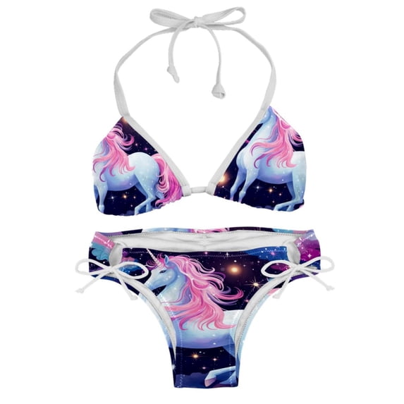Starry Unicorn Detachable Sponge Bikini Set | Adjustable Strap One-Piece Swimsuits, Two-Pack