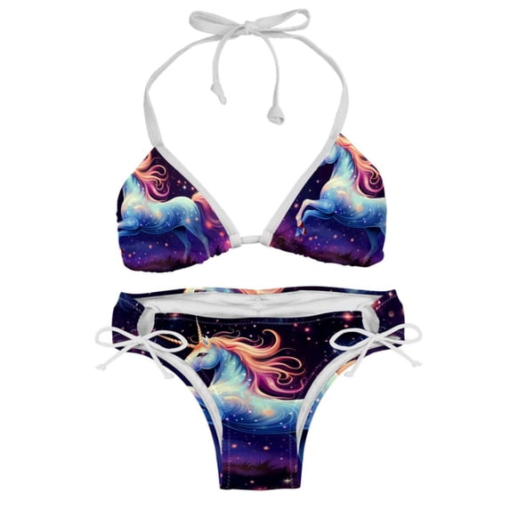 Starry Unicorn Detachable Sponge Bikini Set | Adjustable Strap One-Piece Swimsuits, Two-Pack