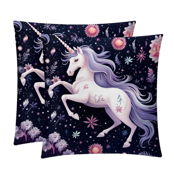 Starry Unicorn Elegant Covers Set of 2 for Bed and Throw Pillows - 16x16, 18x18, 20x20 Inches with Unique Patterns for Home Decor and More