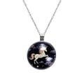 thumbnail image 1 of Starry Unicorn Elegant Glass Circular Pendant Necklace - Handcrafted Jewelry for Women, 1 of 5