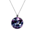 thumbnail image 1 of Starry Unicorn Elegant Glass Circular Pendant Necklace - Stylish Necklaces for Women, 1 of 5