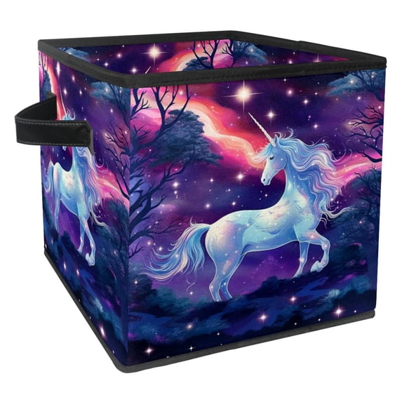 Starry Unicorn Foldable Clothes Storage Bins with Handle, 10.8"x10.5"x10.6", Large Capacity - Storage Baskets Containers