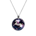 thumbnail image 1 of Starry Unicorn Glass Circular Pendant Necklace - Women's Jewelry, 1 of 5