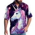 thumbnail image 1 of Starry Unicorn Men's Printed Button Down Short Sleeve Casual Summer Beach Shirt - Unisex, 1 of 6