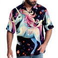 thumbnail image 1 of Starry Unicorn Men's Short Sleeve Hawaiian Shirt, Poplin Casual Printed Button Down, Summer Beach Unisex Shirts, 1 of 6