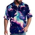 thumbnail image 1 of Starry Unicorn Men's Short Sleeve Poplin Button Down Shirts - Casual Printed Summer Beach Tops for Men, 1 of 6