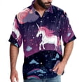 thumbnail image 1 of Starry Unicorn Men's Short Sleeve Spread Collar Button Down Beach Print Casual Shirts, 1 of 6